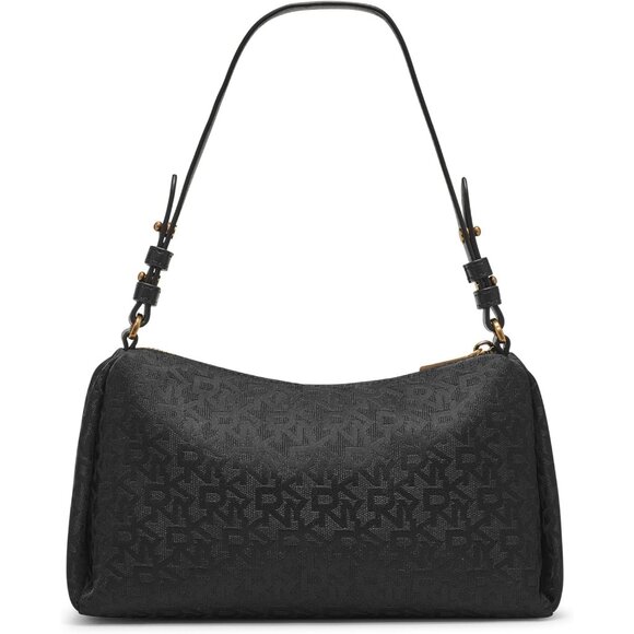 Remy Women's Casual Shoulder Bag Jet Black Polyester Zip Closure - Picture 2 of 6